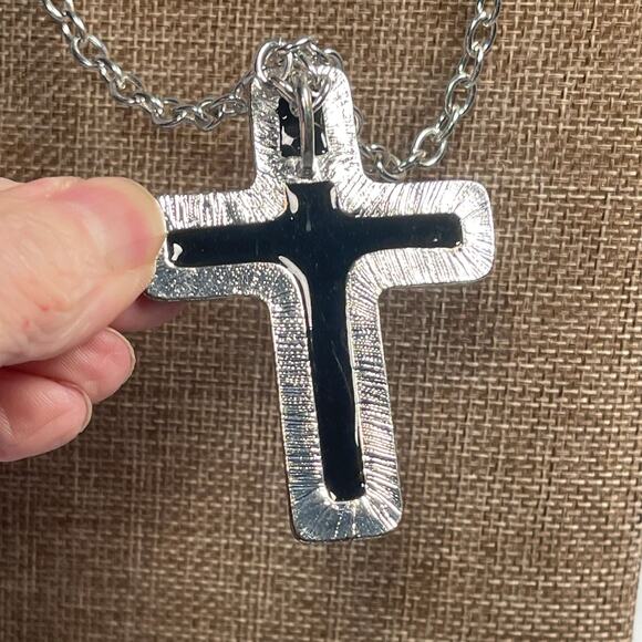 Bold Abalone & Silver Tone Cross - Picture 3 of 6